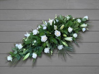 White Rose and Lily Casket spray