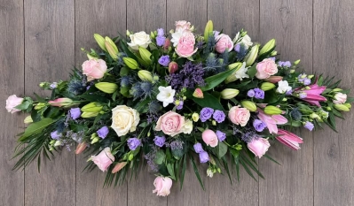 Pink Rose and Thistle Casket Spray