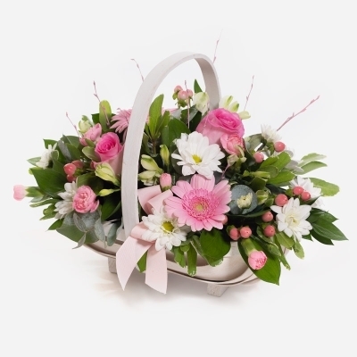 Pink and White Basket
