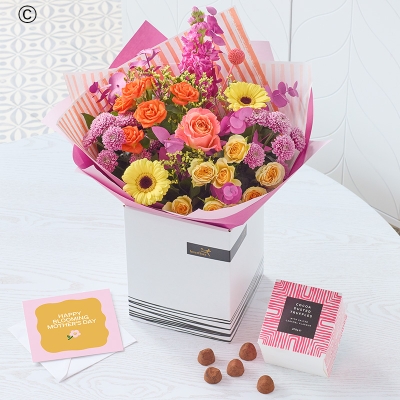 Brights Mother's Day Bouquet with Choc & Card