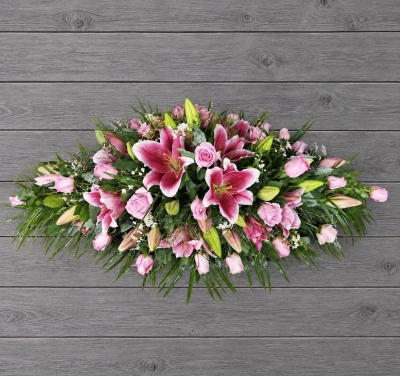Pink Rose & Lily Casket Spray