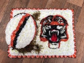 Castleford tigers logo and 3D Rugby ball