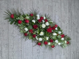 Red and White Casket Spray