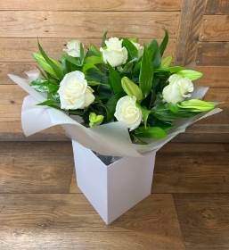 White rose and lily Handtied