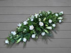 White Rose and Lily Casket spray