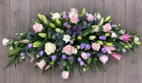 Pink Rose and Thistle Casket Spray