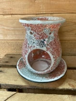 Coral and Silver plate and wax warmer